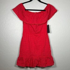 City Studios Off Shoulder Eyelet Dress